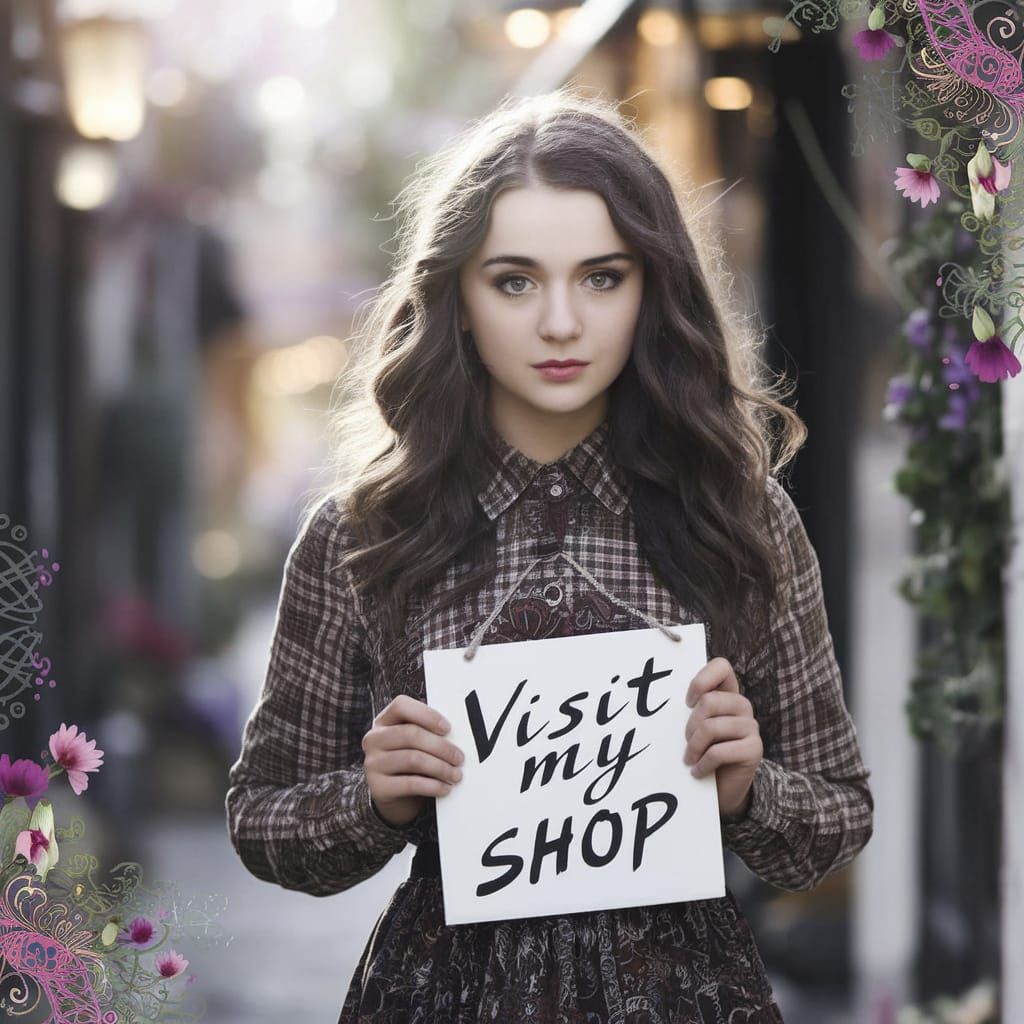 Enigmatic Young Woman in Whimsical Sunlit Alleyway