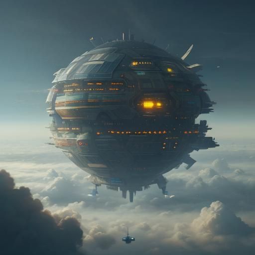 Cyberpunk City Floating in the Clouds