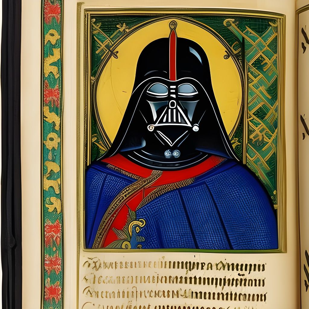 Darth Vader as Medieval Manuscript Illustration