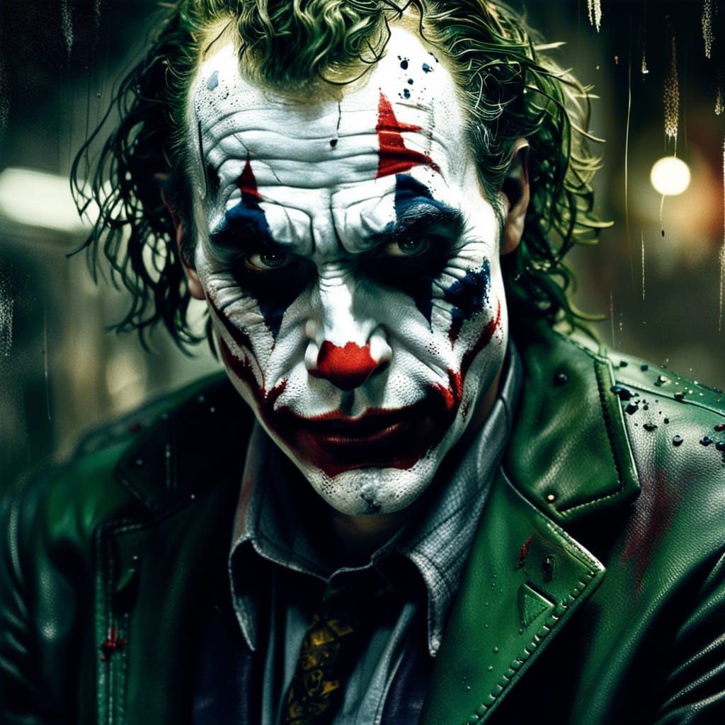 Hyperrealistic Joker Portrait in Mixed-Media Photography
