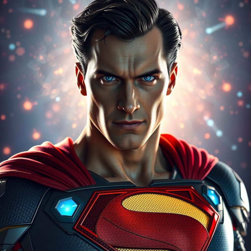Hyperrealistic Superman in Cosmic Concept Art