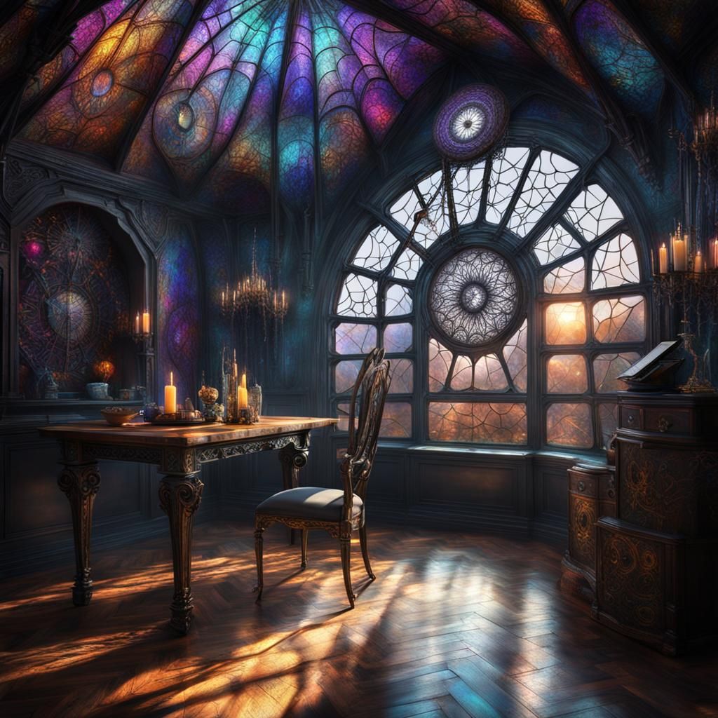 Gothic cyborg steampunk spiderweb vibrant kaleidoscopic  cav...