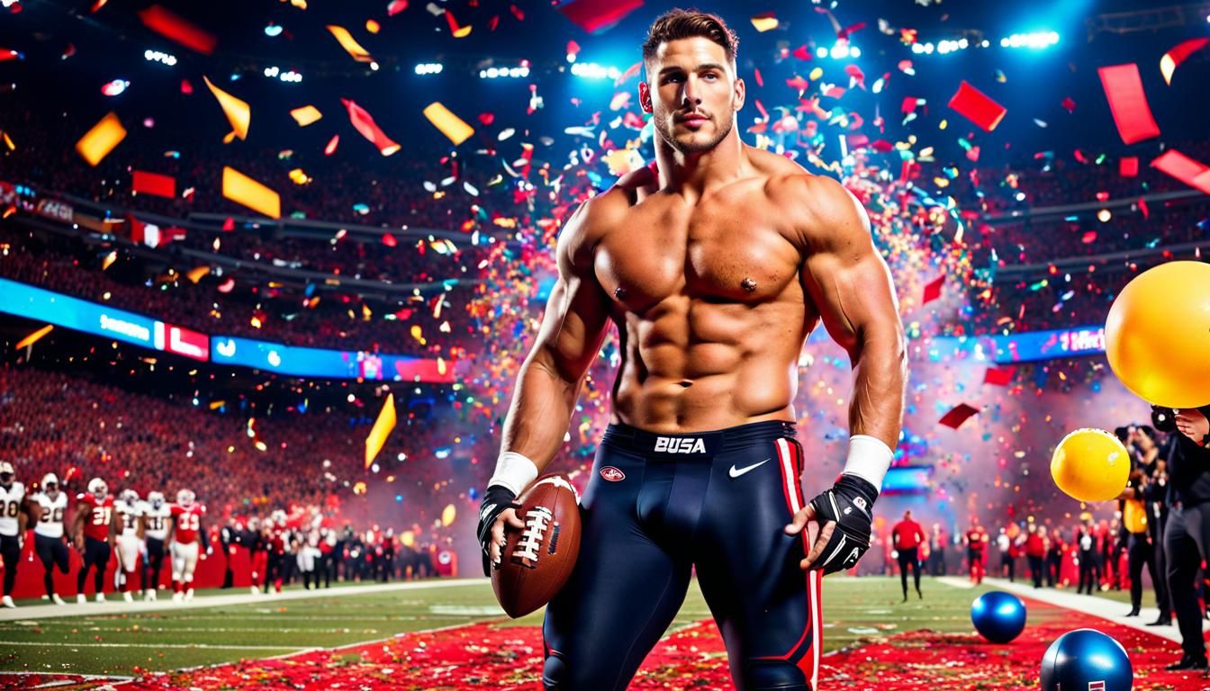 The handsome & muscular football player