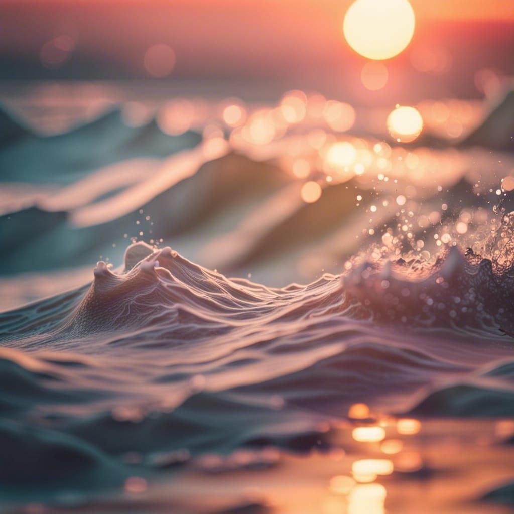 Pastel Sunset Water Waves in 4K Photography