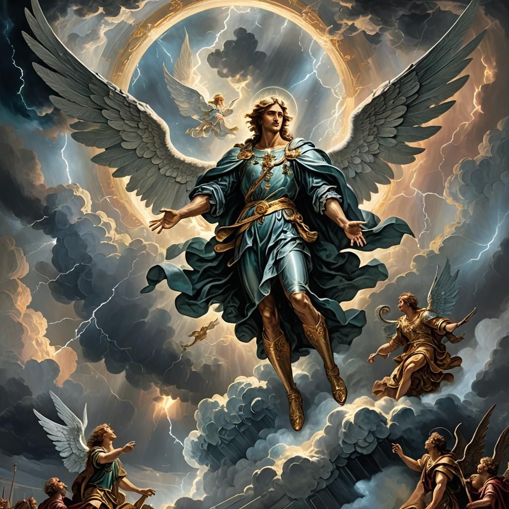 Michael the Archangel's Descent: Baroque Fantasy Illustratio...