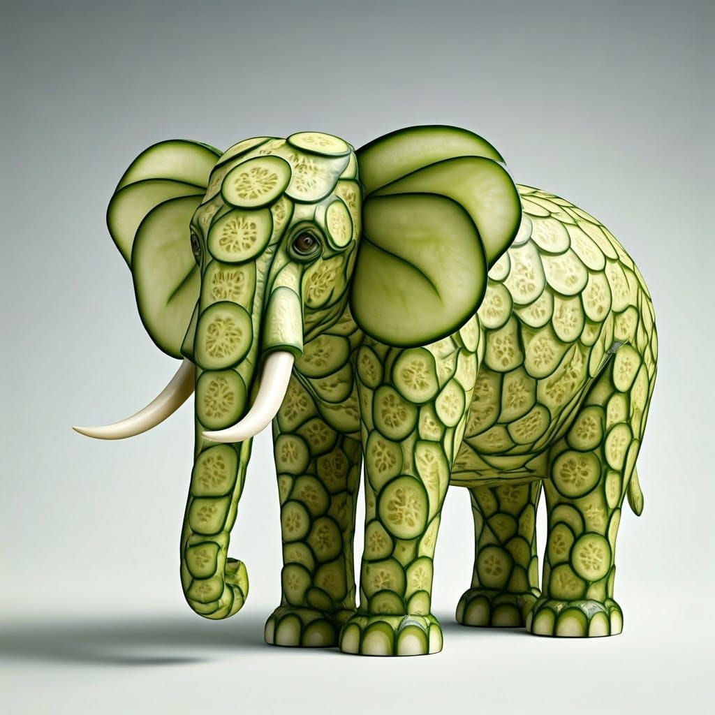 Un éléphant fait en concombre