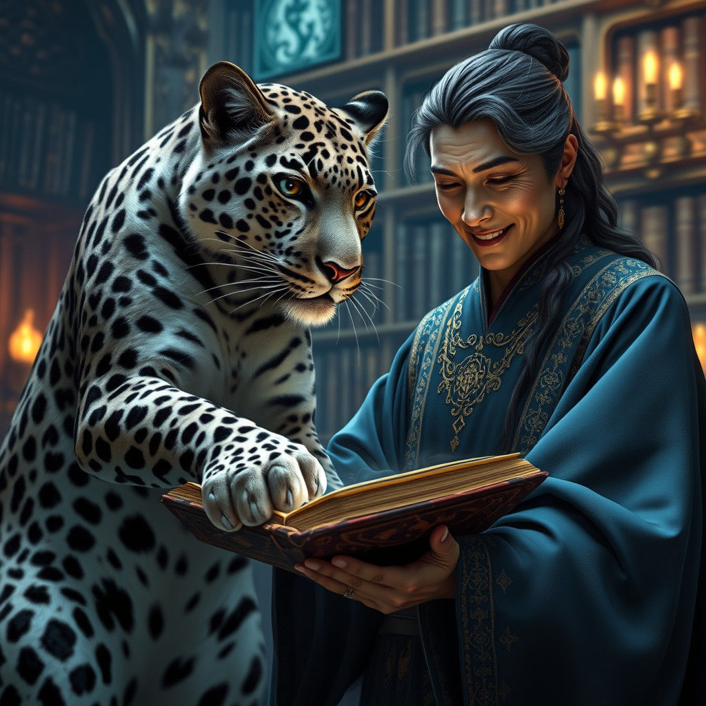 Clouded Leopard and the Mystical Book