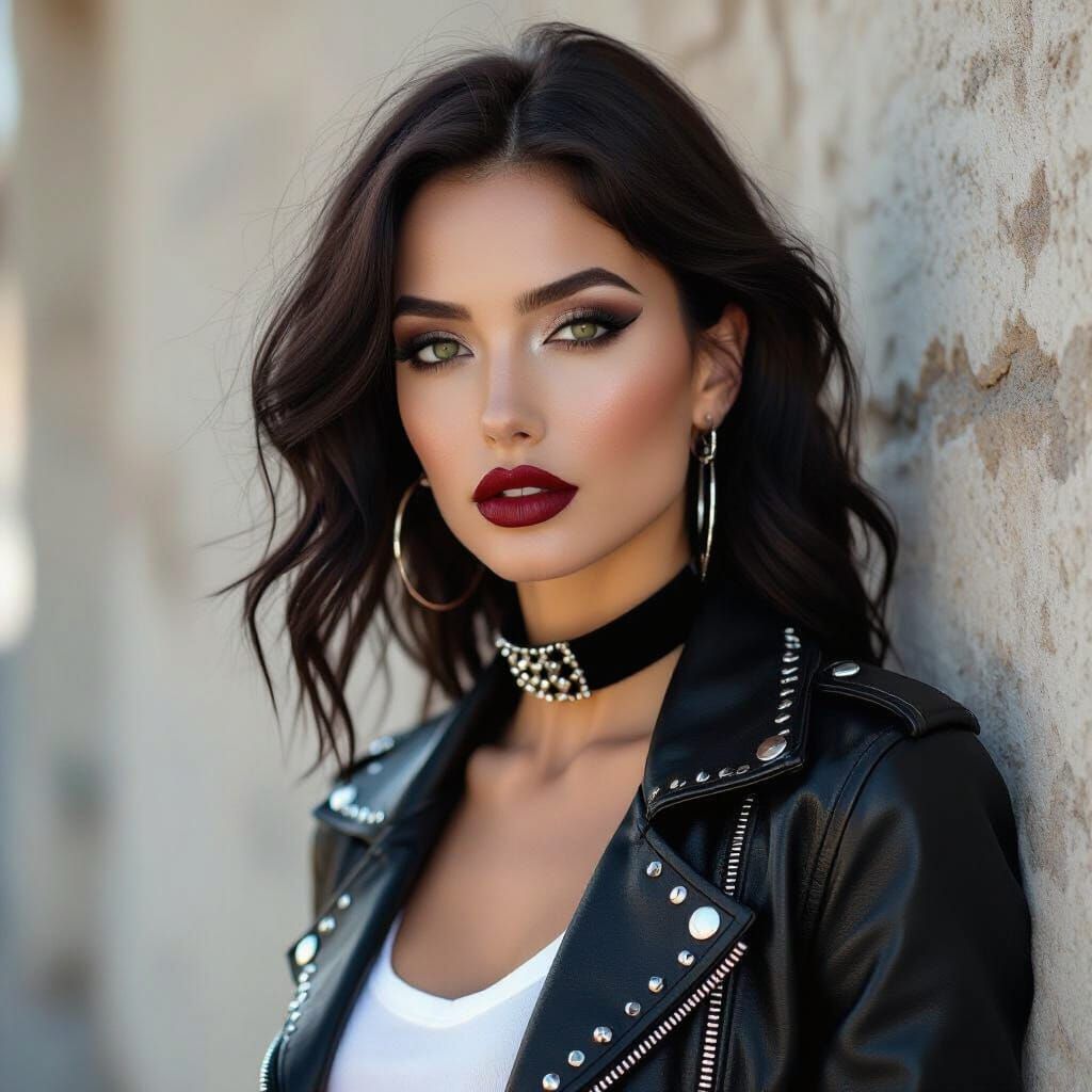 Gothic Punk Beauty in Edgy Fashion Photograph