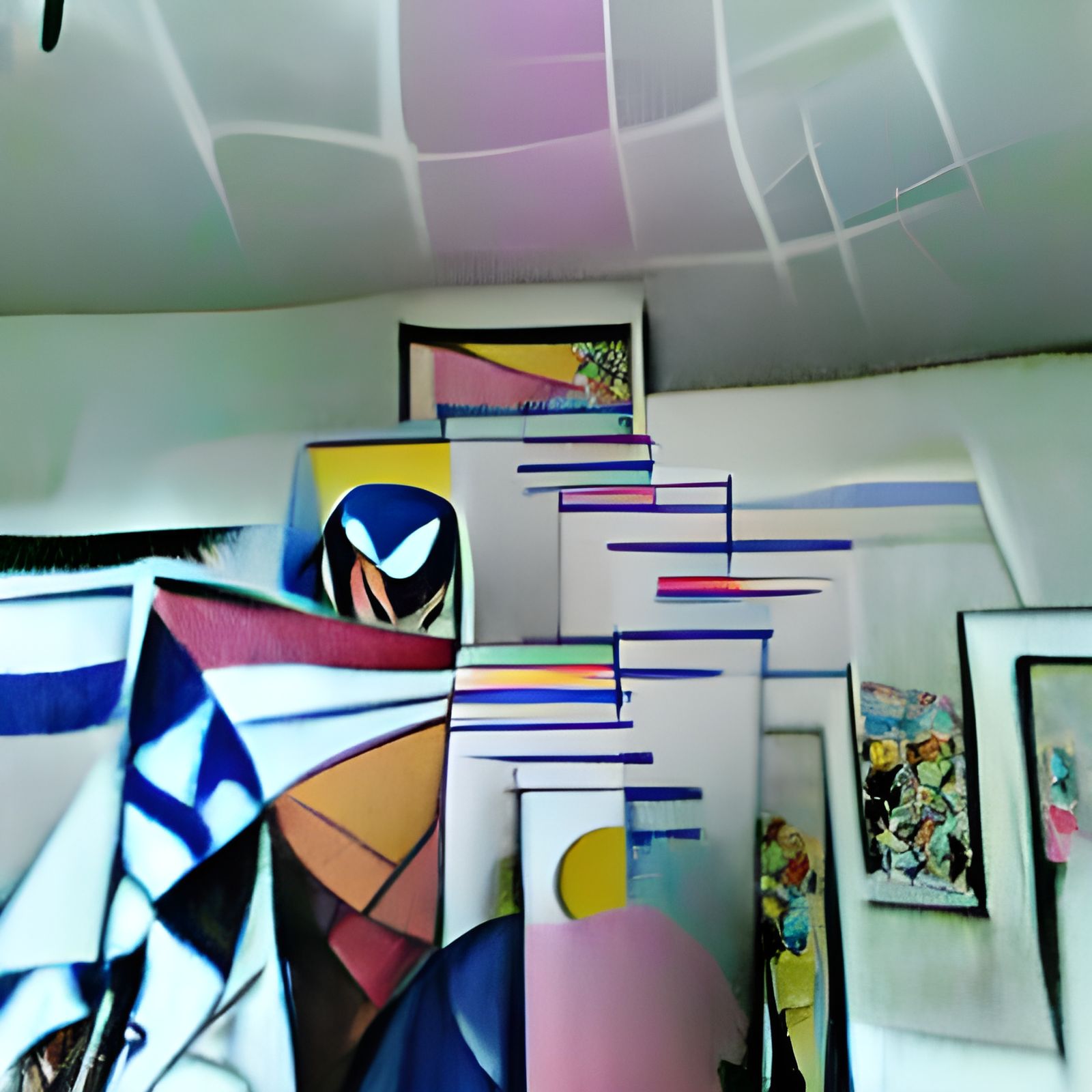 Abstract Curving Lines on Cobalt Backdrop