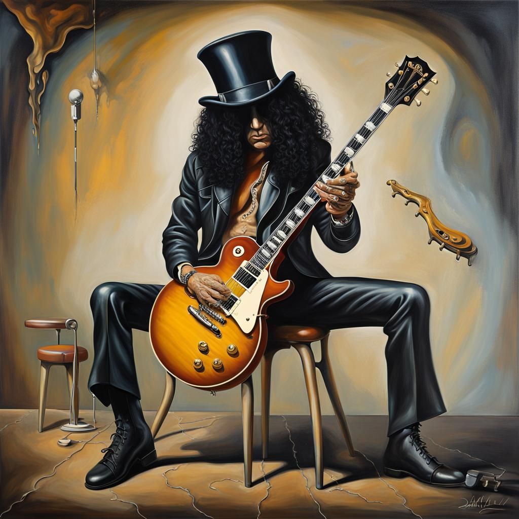 Surrealist Slash Guitar in Salvador Dali Style