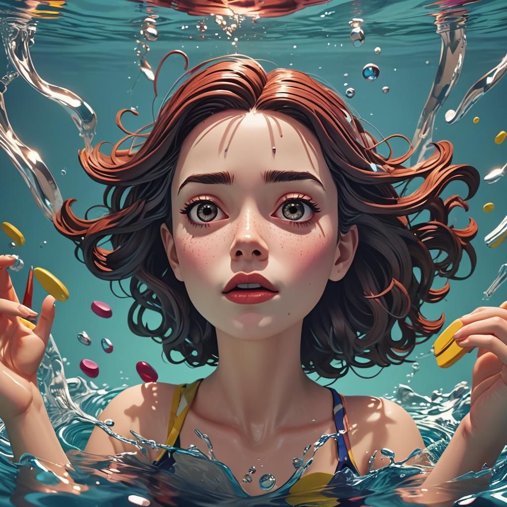 Drowning Girl by Lichtenstein: 3D Digital Art