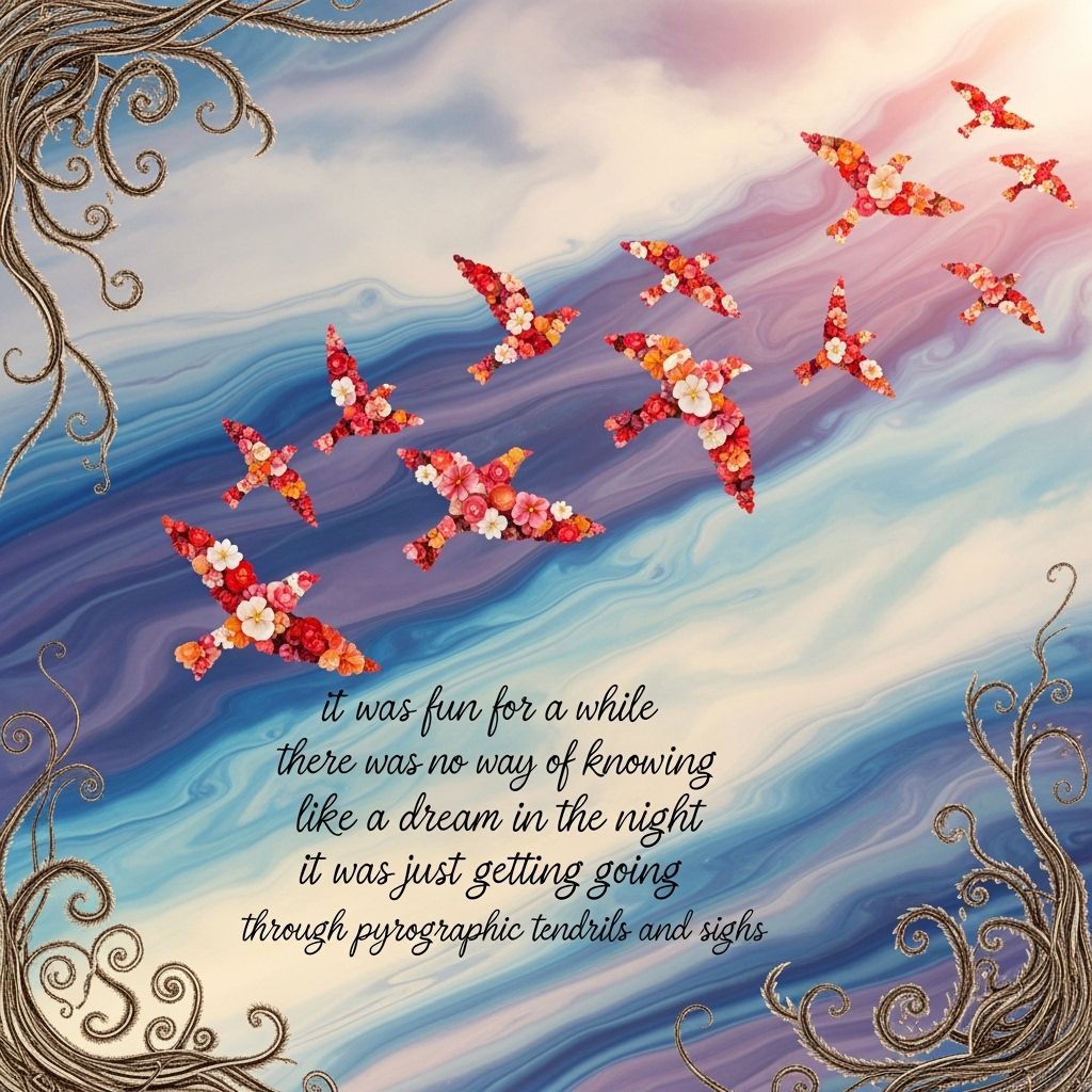 Begonia Birds Fly Through a Liquified Sky