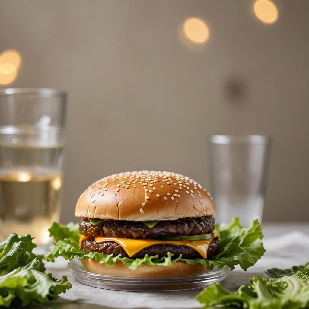 Hamburger in Glass Cup: Culinary Art Close-Up