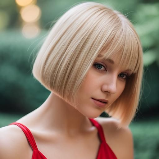 Blonde Bob Haircut in Professional Photography Style