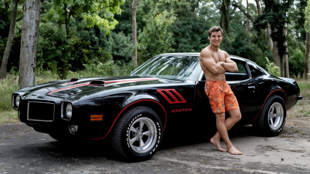 1971 Black Pontiac Firebird with Racing Stripe