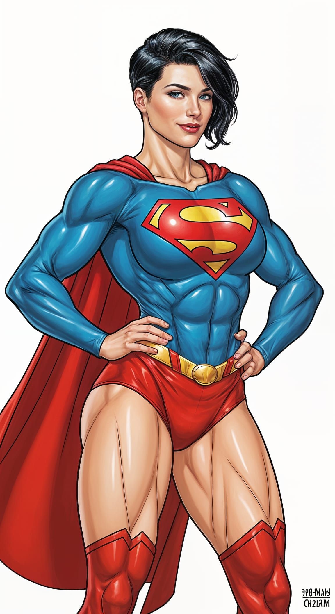 Female Superman in Classic Comic Book Style