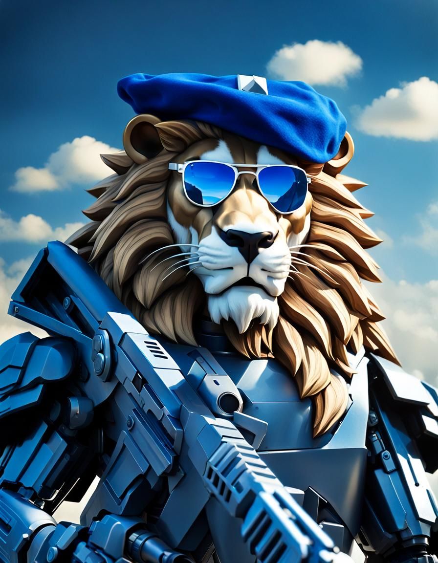 Surreal Lion Portrait in Sci-Fi Armor