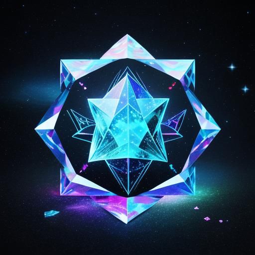 Holographic Diamond Crystal Runes in Astral Illustration
