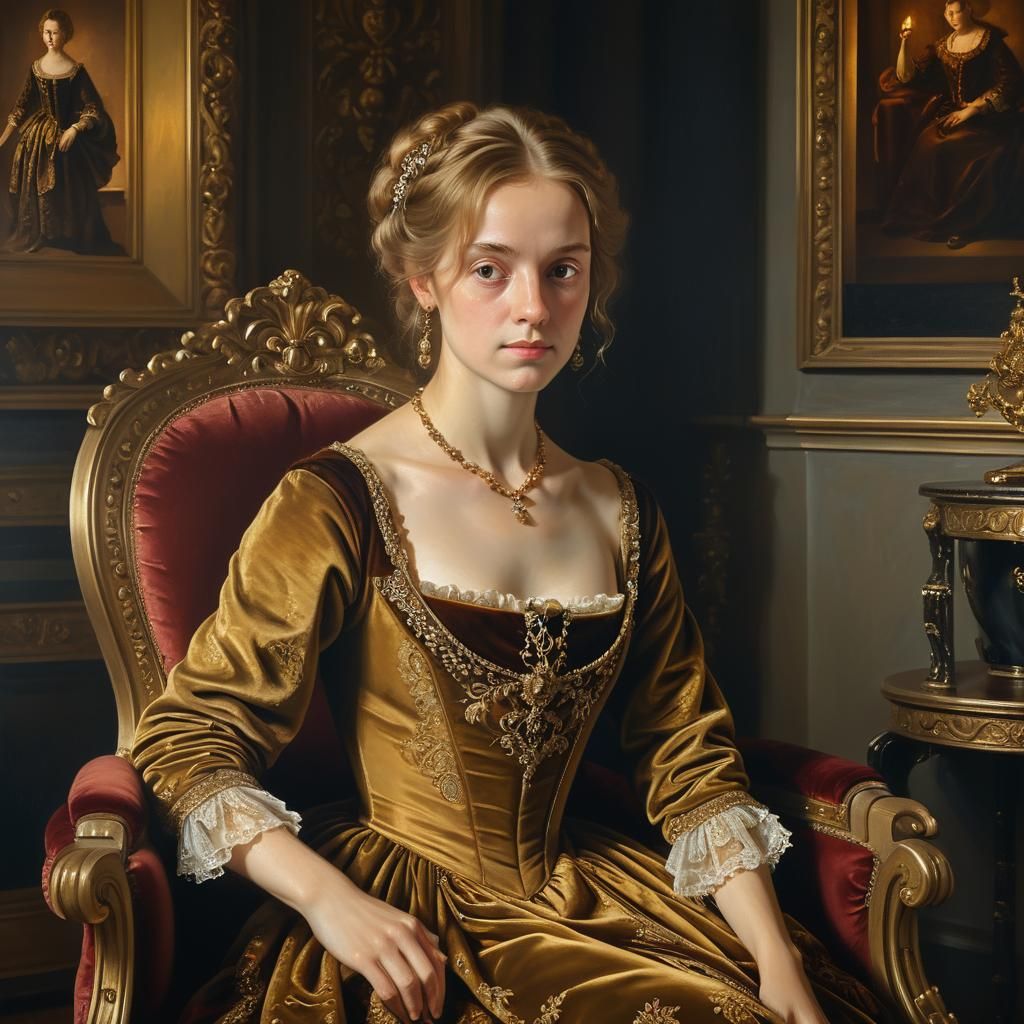 Elegant Renaissance Portrait in Oil on Wood