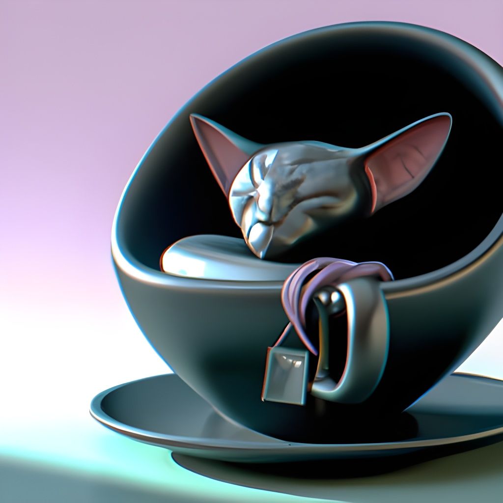 Sphynx Cat Nap in Coffee Cup: Pixar-Style 3D Art