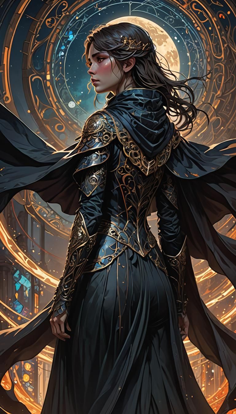 Dark Fantasy Woman in Cape Digital Art
