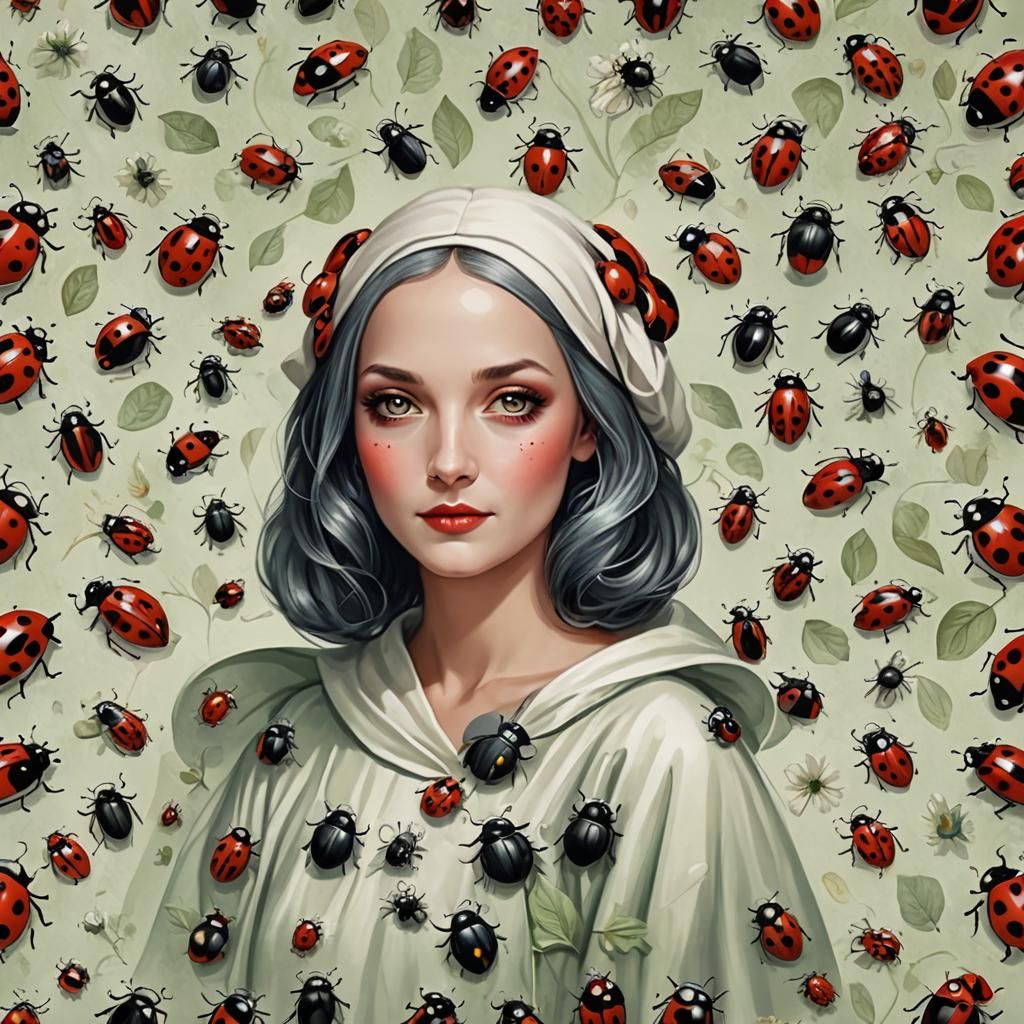 Cancer Woman as Ladybug: Astrological Insect Art