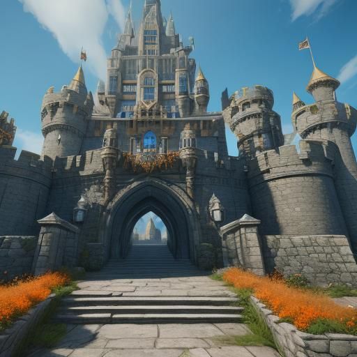 Fantasy RPG Characters in Front of Mythical Castle