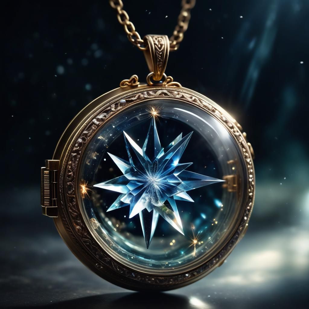 Crystal Locket with Exploding Star in Hyperrealism