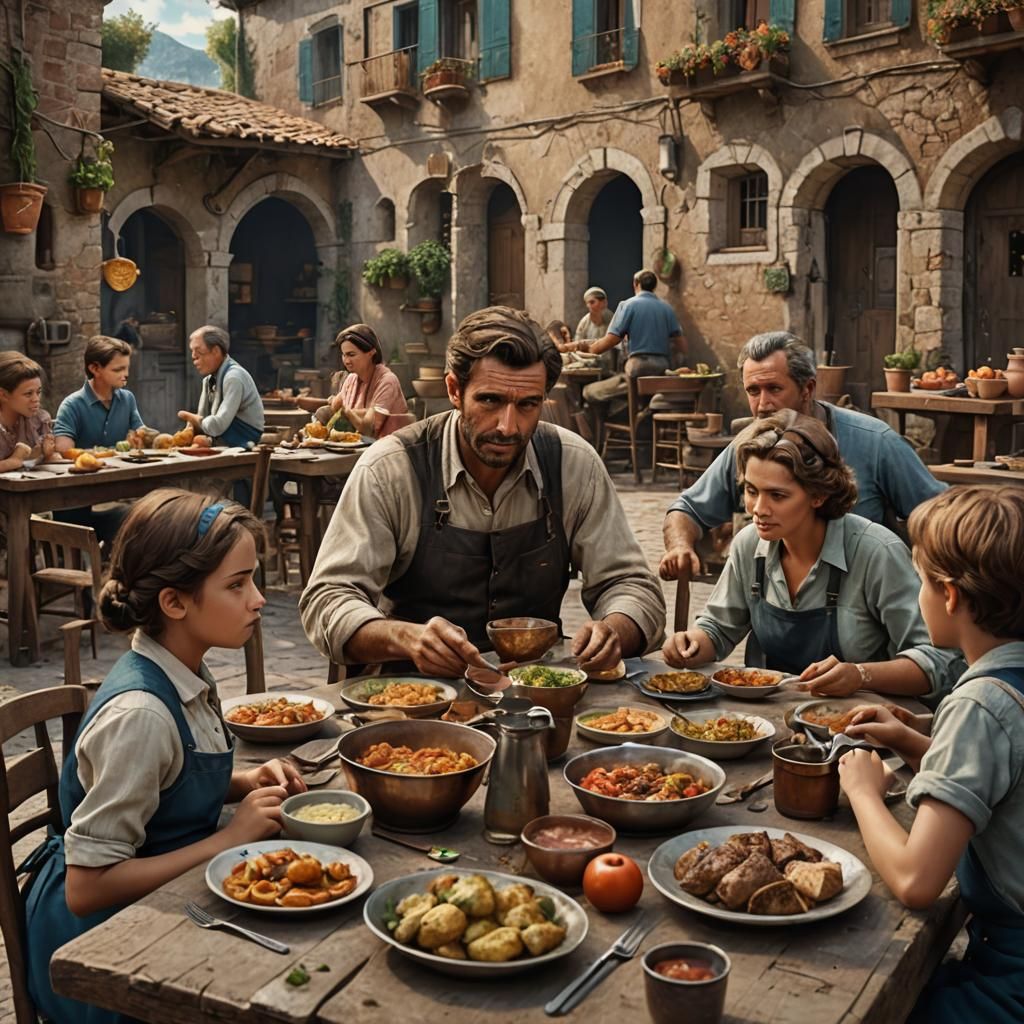 Italian Family Dinner in the Sixties