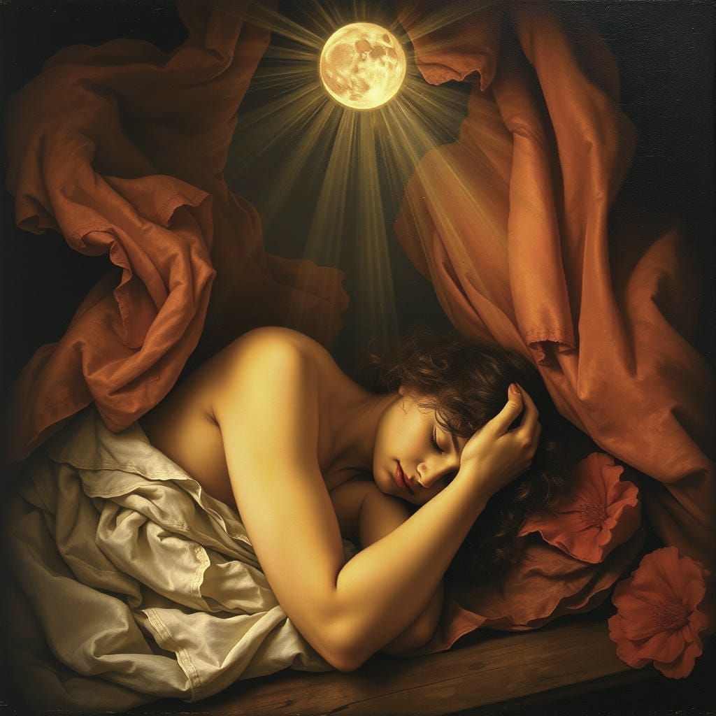 Encaustic Godrays on Sleeping Sailor, Baroque Style