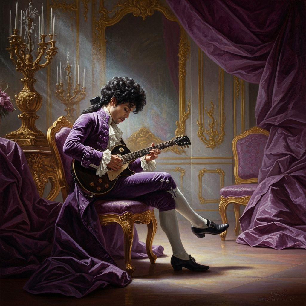 Prince Rococo Oil Painting in Purple Hues