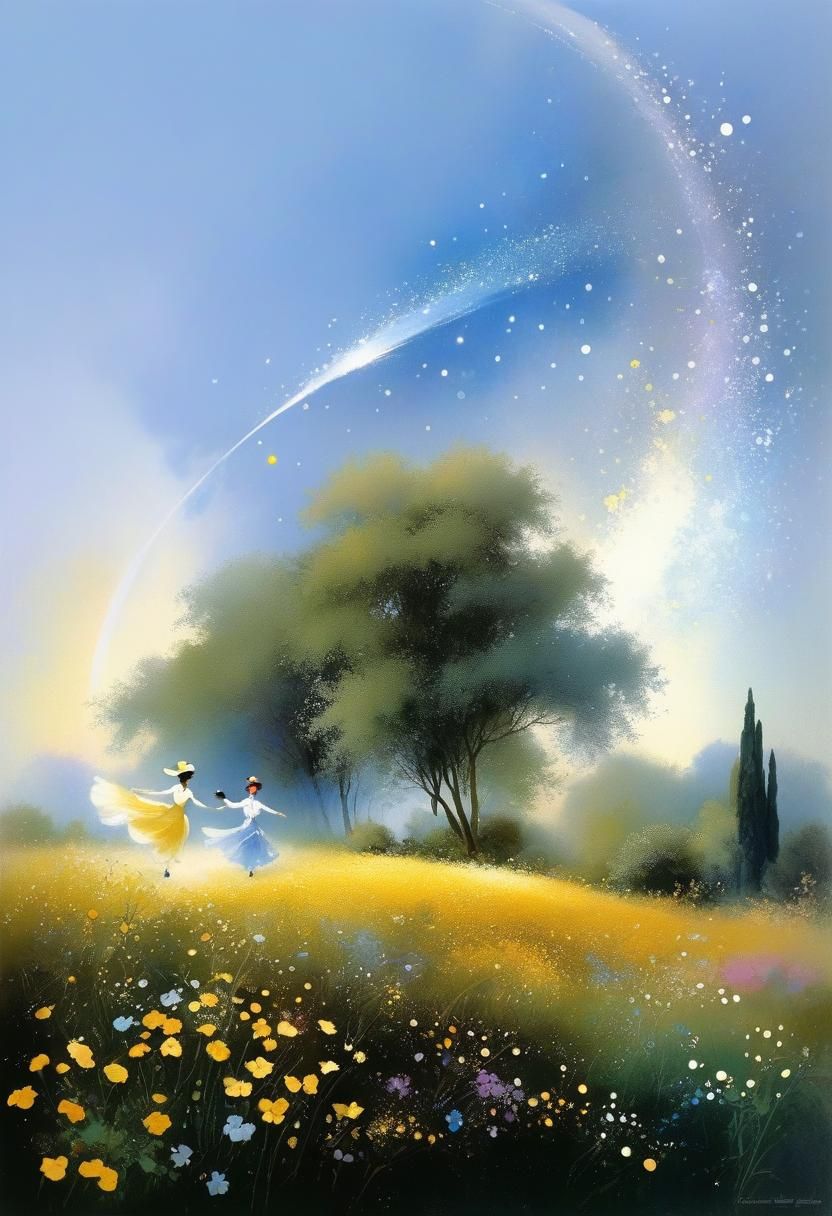 Epic Cosmos Twirling in Stylized Watercolor Art