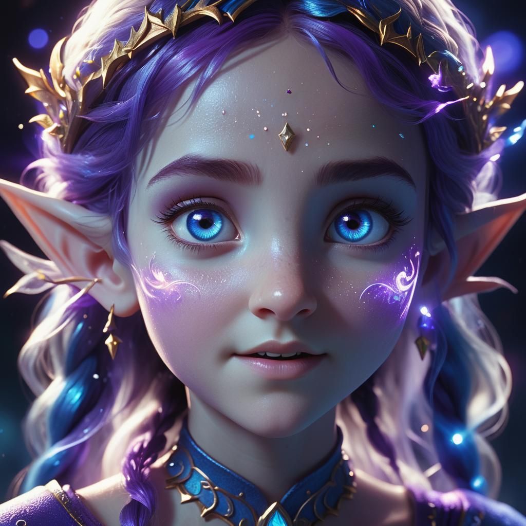 Elf Child Summons Magic Energy in 3D