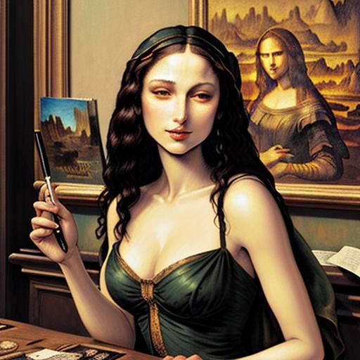 Mona Lisa in Tavern: Dark Fantasy Comic Illustration