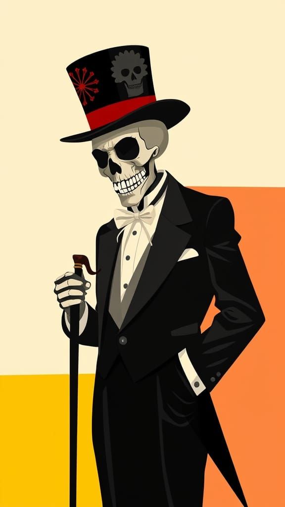 Baron Samedi in Bauhaus Style: A Digital Illustration