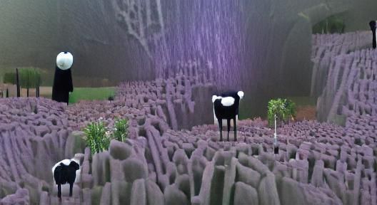 Enderman Watching Sheep in Dark Cave