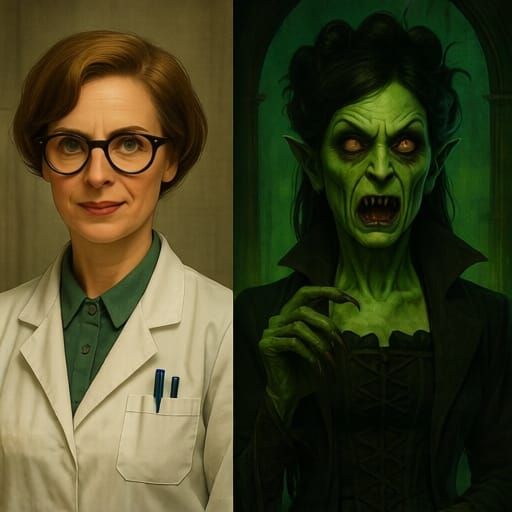 Dr. Jekyll and Hyde Split Screen AI Image