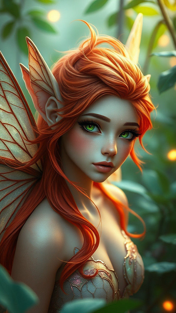 Ethereal Fairy Portrait in Art Nouveau Style