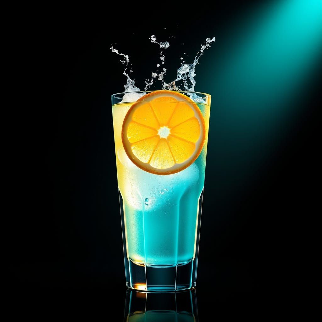 Gin Tonic Cocktail Poster with Dramatic Lighting