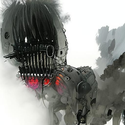 Bio-Armored Monster in Mist: Biopunk Digital Illustration