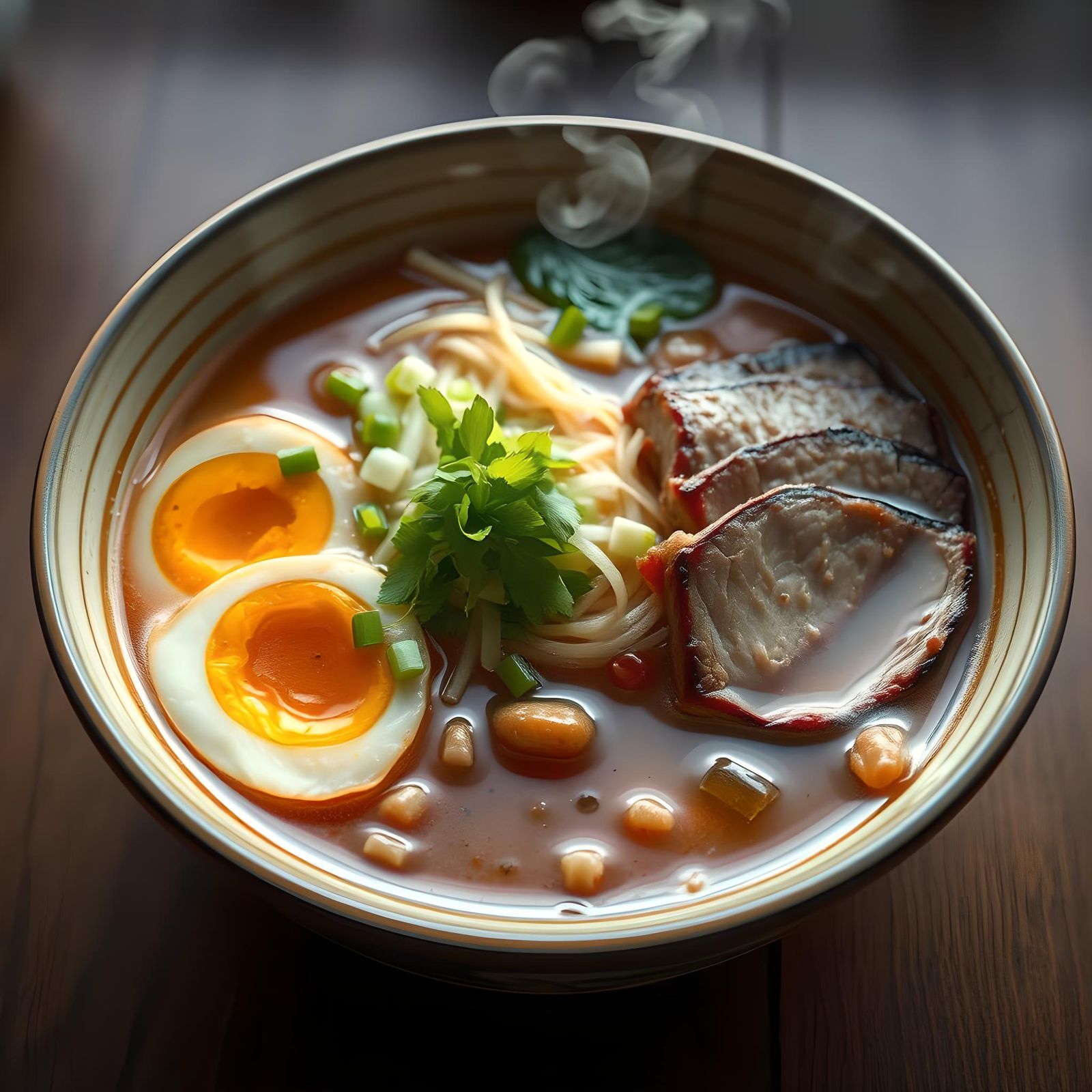 Ramen Bowl Macro Shot with Vibrant Colors