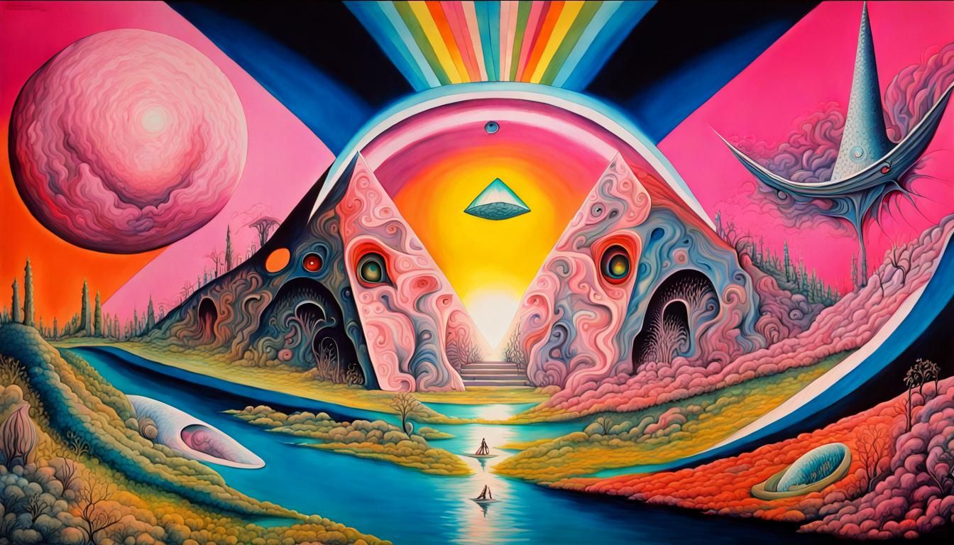 Surreal Pink Floyd Concept Art in Vibrant Colors