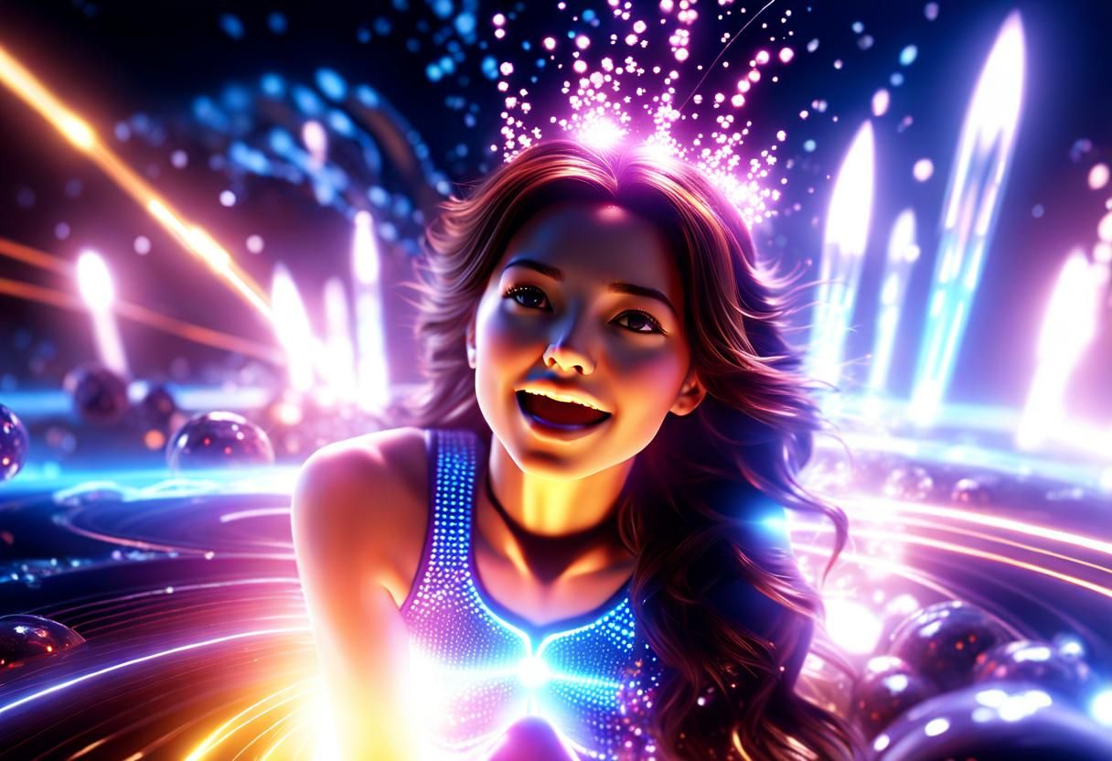 Deuterium Tritium Woman Energized by Gamma Wave