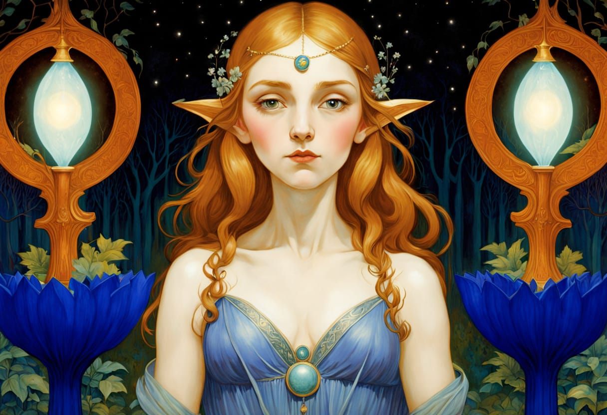 Elven Priestess in Magical Grove