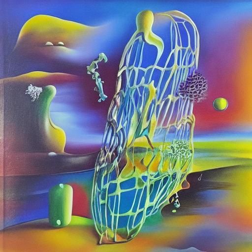 Surreal Acrylic Pouring Painting in Dali Style