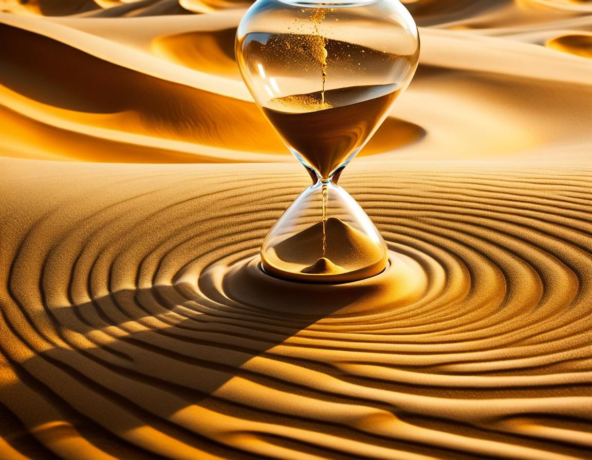 Surreal Hourglass with Swirling Sand in Dreamlike Lighting