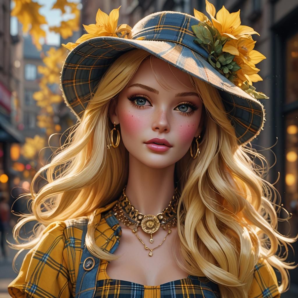 Hyperrealistic Barbie Doll Portrait in Art Nouveau Style