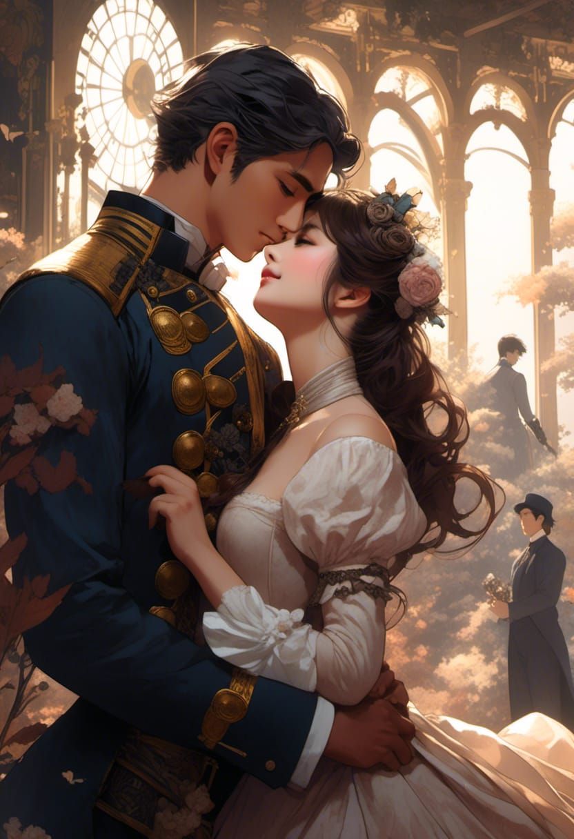 Anime Image: Victorian Couple with Steampunk Engine