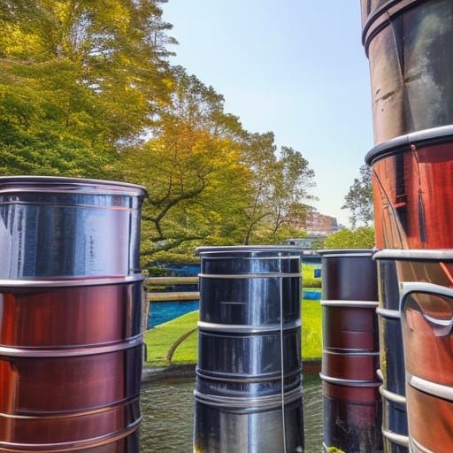 Wine Barrels on Ship Deck in Expressionist Style