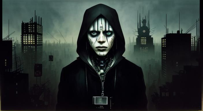 Disturbing Analog Horror Portrait in Biopunk Style